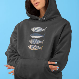 Vintage Retro Distressed Sardine,Custom Fisherman  Hoodie