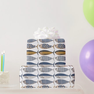 Vintage Retro Distressed Sardines, Fisherman Wrapping Paper