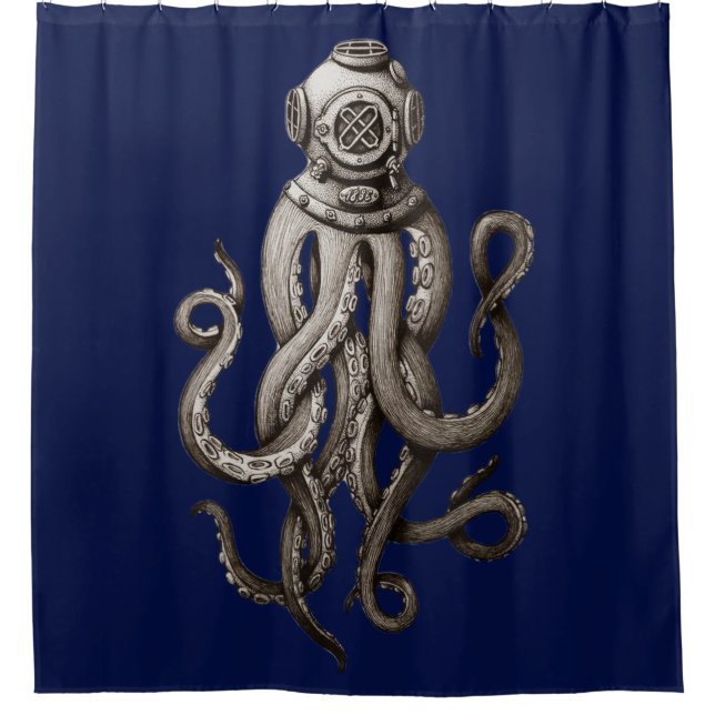 Vintage Retro Diving Suit Octopus Graphic Design (Front)