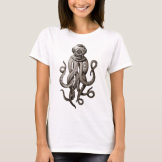 Vintage Retro Diving Suit Octopus Graphic Design T-Shirt