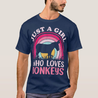Vintage Retro Donkey Lover Just A Girl Who Loves D T-Shirt
