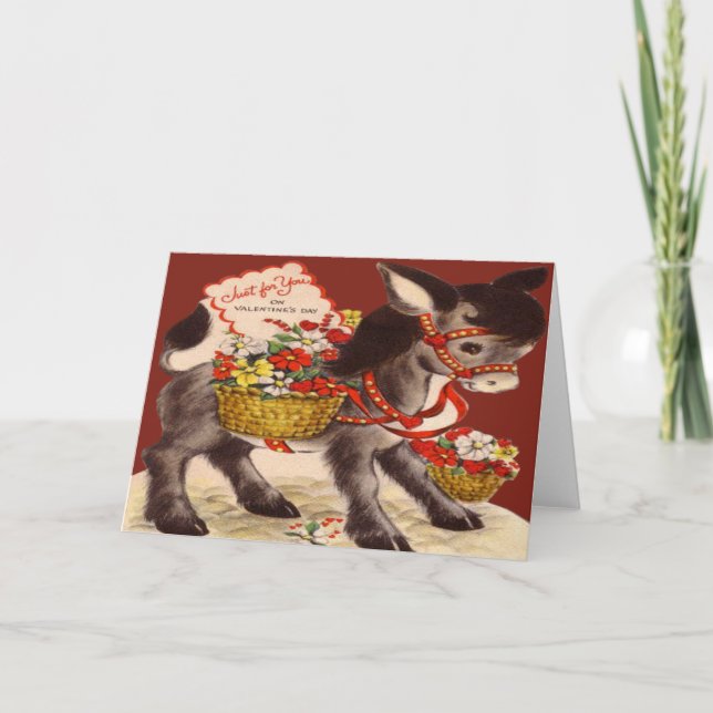 Vintage Retro Donkey Valentine Card (Front)