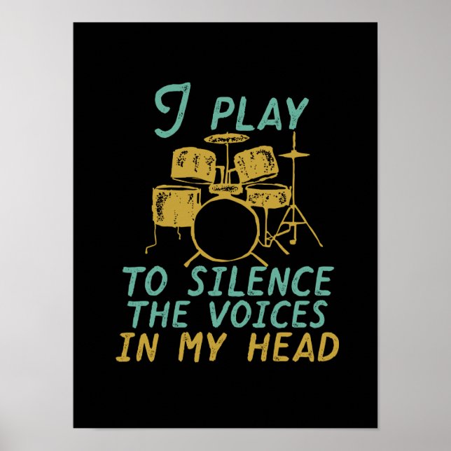 Vintage Retro Drummer Music Band Drum Player Poster (Front)