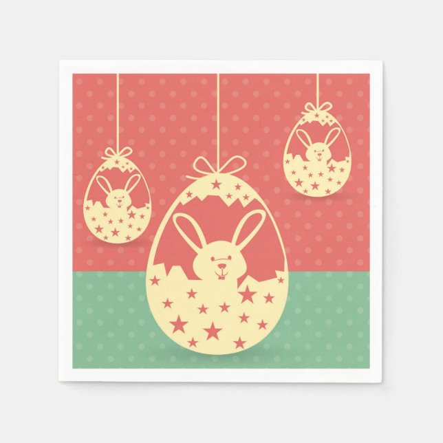 Vintage retro Easter bunny and egg Napkin (Front)