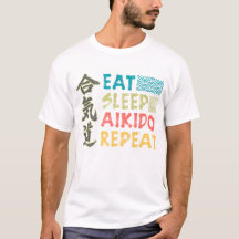 Vintage Retro Eat Sleep Aikido Repeat T-Shirt