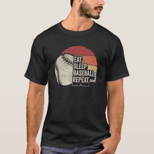 Vintage Retro Eat Sleep Baseball Repeat Baseball P T-Shirt