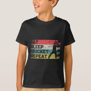 Vintage Retro Eat Sleep Cricket Repeat Funny Sport T-Shirt