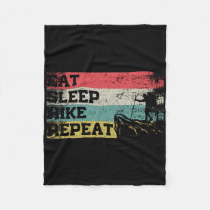 Vintage Retro Eat Sleep Hike Repeat Funny Hiking H Fleece Blanket