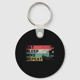 Vintage Retro Eat Sleep Hike Repeat Funny Hiking H Keychain