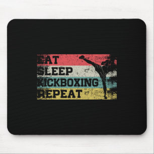 Vintage Retro Eat Sleep Kickbox Repeat Funny Kickb Mouse Pad