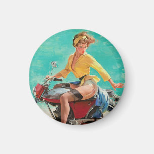 Vintage Retro Elvgren Motorcycle Biker Pin-UP Girl Magnet