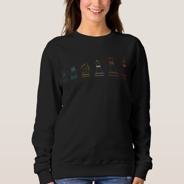 Vintage Retro Evolution Chess Player Sweatshirt (Front)