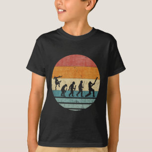 Vintage Retro Evolution Of Cricket Player Silhouet T-Shirt