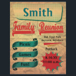 Vintage Retro Family Gathering Reunion Flyer<br><div class="desc">Here is a fun graphic design done in vintage style with retro colours. Text style, size and colour can be changed using the customize it button. Great for your next family reunion, picnic, swim party, barbeque or get together. There is plenty of room on the back for extra details: directions,...</div>