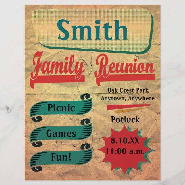 Vintage Retro Family Gathering Reunion Flyer (Front)