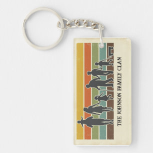 Vintage Retro Family Trek Silhouette Custom Acryli Keychain