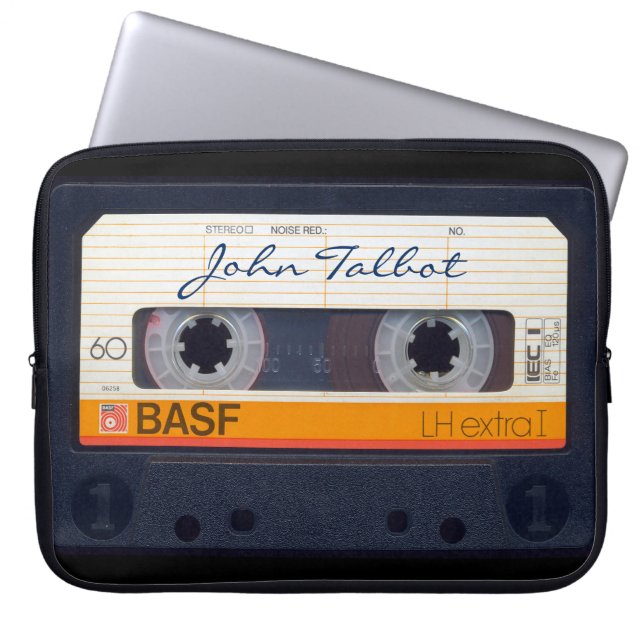 Vintage Retro Fashioned 80s Mixtape Audio Cassette Laptop Sleeve (Front)