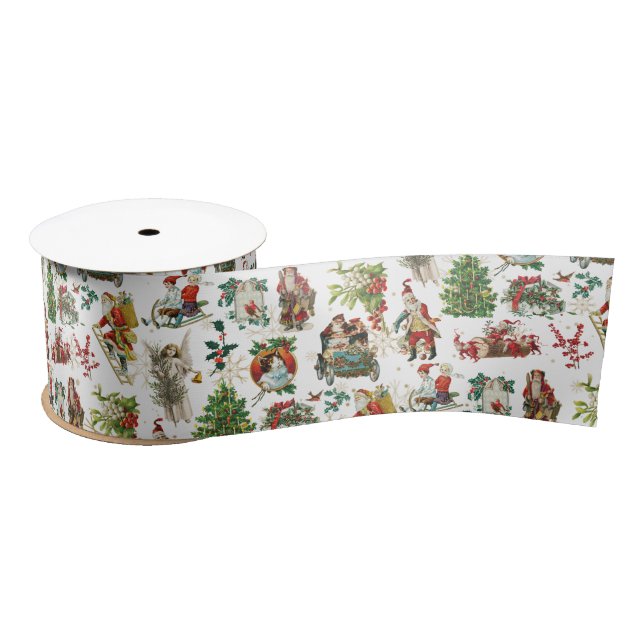 Vintage Retro Festive Christmas Holiday Satin Ribbon (Spool)