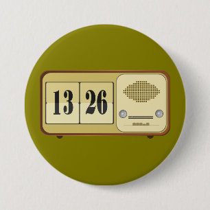 Vintage Retro Flip Clock Radio 3 Inch Round Button