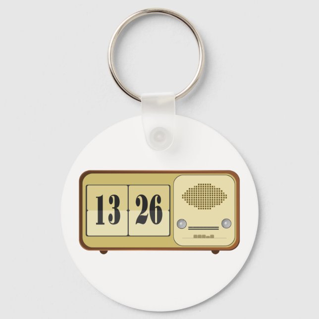Vintage Retro Flip Clock Radio Keychain (Front)