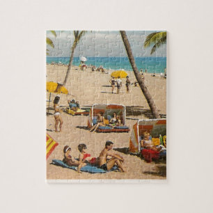 Vintage Retro Florida Beach Travel Jigsaw Puzzle
