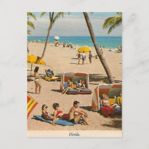 Vintage Retro Florida Beach Travel Postcard