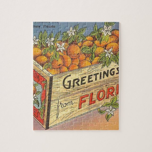 Vintage Retro Florida Oranges Jigsaw Puzzle (Vertical)