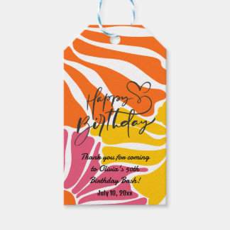 Vintage Retro Flowers Elegant & Colourful Birthday Gift Tags