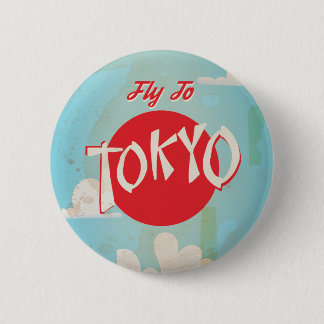 Vintage Retro Fly to Tokyo Travel Poster 2 Inch Round Button
