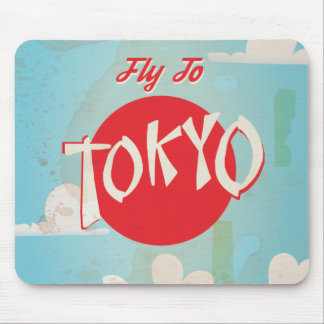 Vintage Retro Fly to Tokyo Travel Poster Mouse Pad