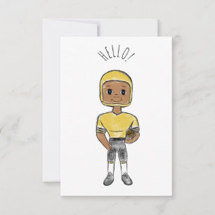 vintage retro football player black yellow simple card