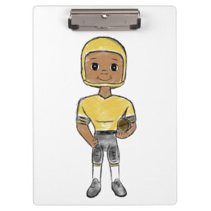vintage retro football player black yellow simple clipboard