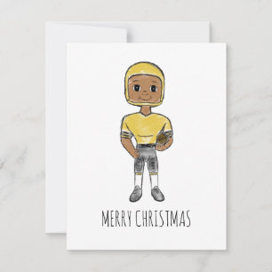 vintage retro football player black yellow simple  holiday card