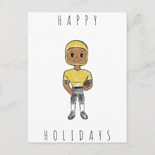 vintage retro football player black yellow simple  holiday postcard