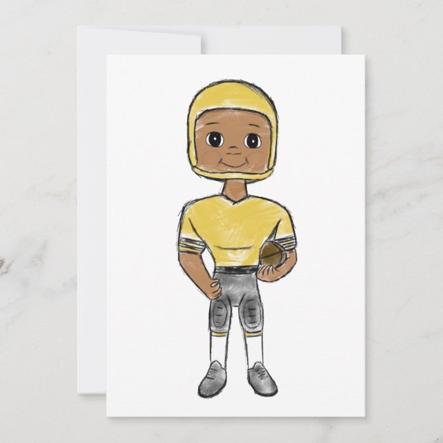vintage retro football player black yellow simple invitation (Front)