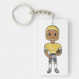 vintage retro football player black yellow simple keychain