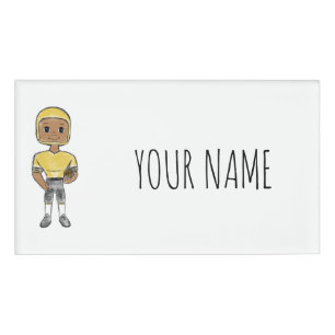 vintage retro football player black yellow simple name tag