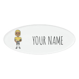 vintage retro football player black yellow simple  name tag