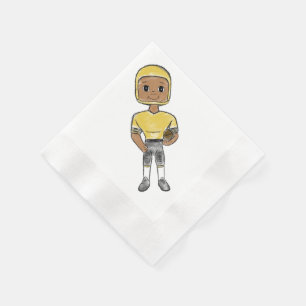 vintage retro football player black yellow simple napkin