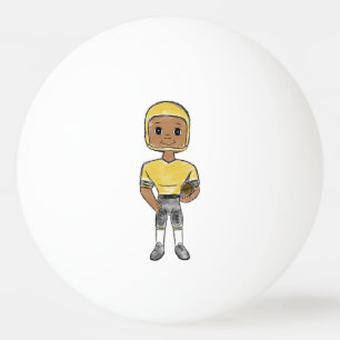 vintage retro football player black yellow simple ping pong ball