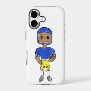 vintage retro football player blue yellow simple
