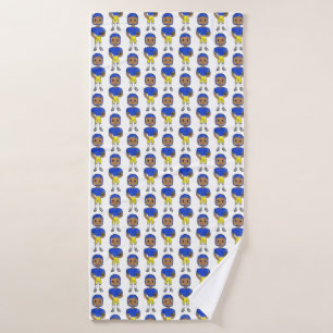 vintage retro football player blue yellow simple bath towel
