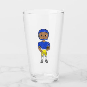 vintage retro football player blue yellow simple glass