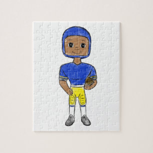 vintage retro football player blue yellow simple   jigsaw puzzle