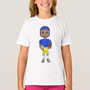 vintage retro football player blue yellow simple T-Shirt
