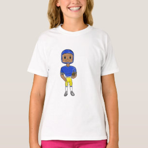vintage retro football player blue yellow simple T-Shirt