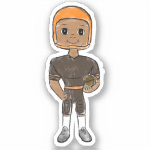 vintage retro football player brown orange simple