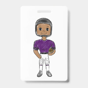 vintage retro football player purple black simple badge