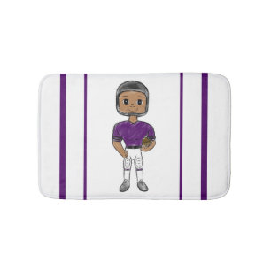 vintage retro football player purple black  simple bath mat
