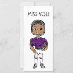 vintage retro football player purple black  simple card